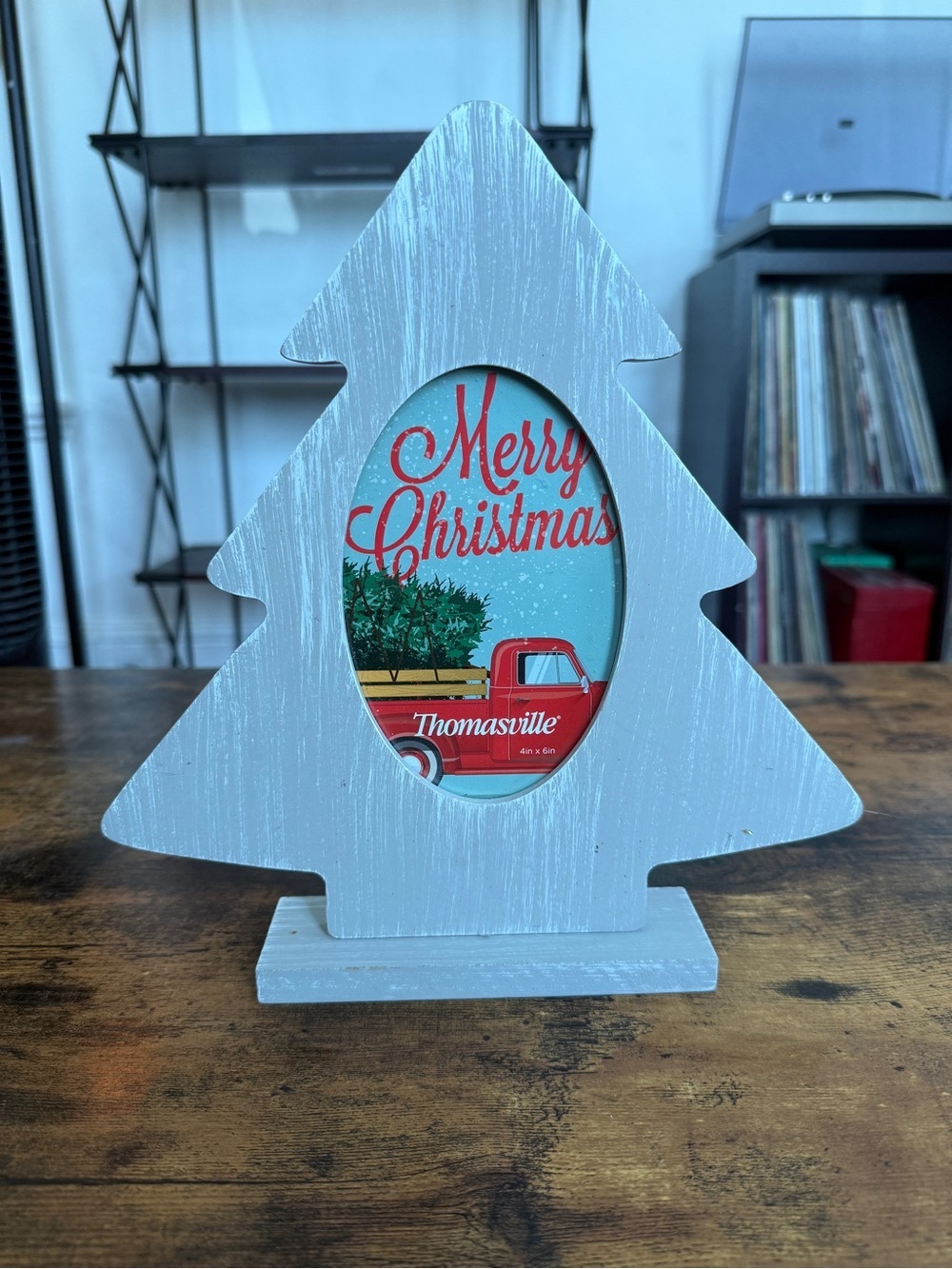 Light Blue Wooden Tree Merry Christmas Photo Frame Thomasville